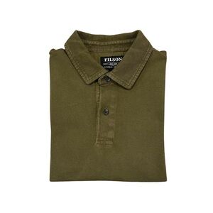 Filson Men’s Short-Sleeve Pique Cotton Polo Marsh Olive Green Large